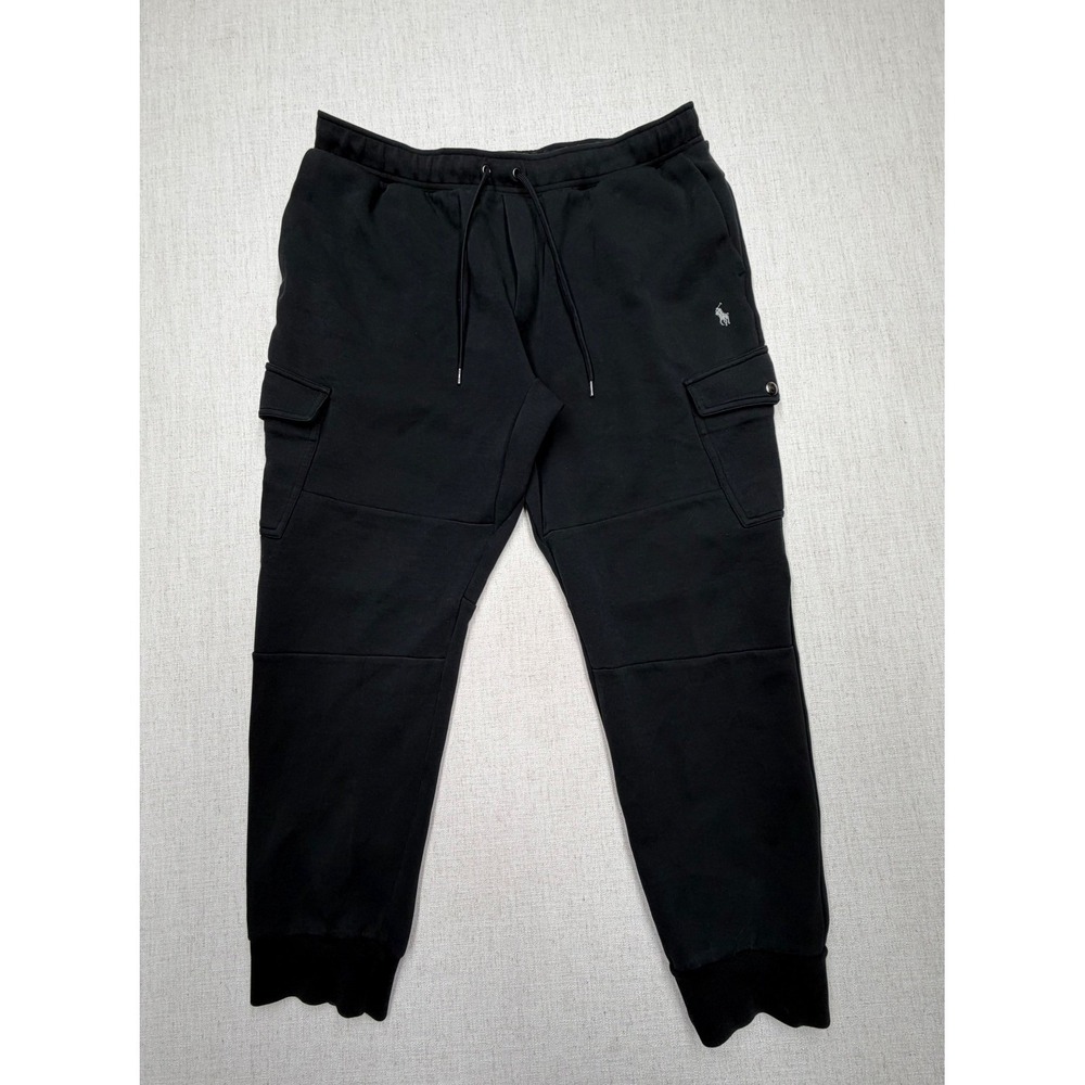 Polo Ralph Lauren Mens XXL Black Cargo Jogger Sweatpants Pony Logo Drawstring